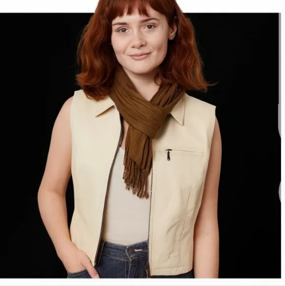 Serrano Leather cream vest Sz M - Picture 4 of 4